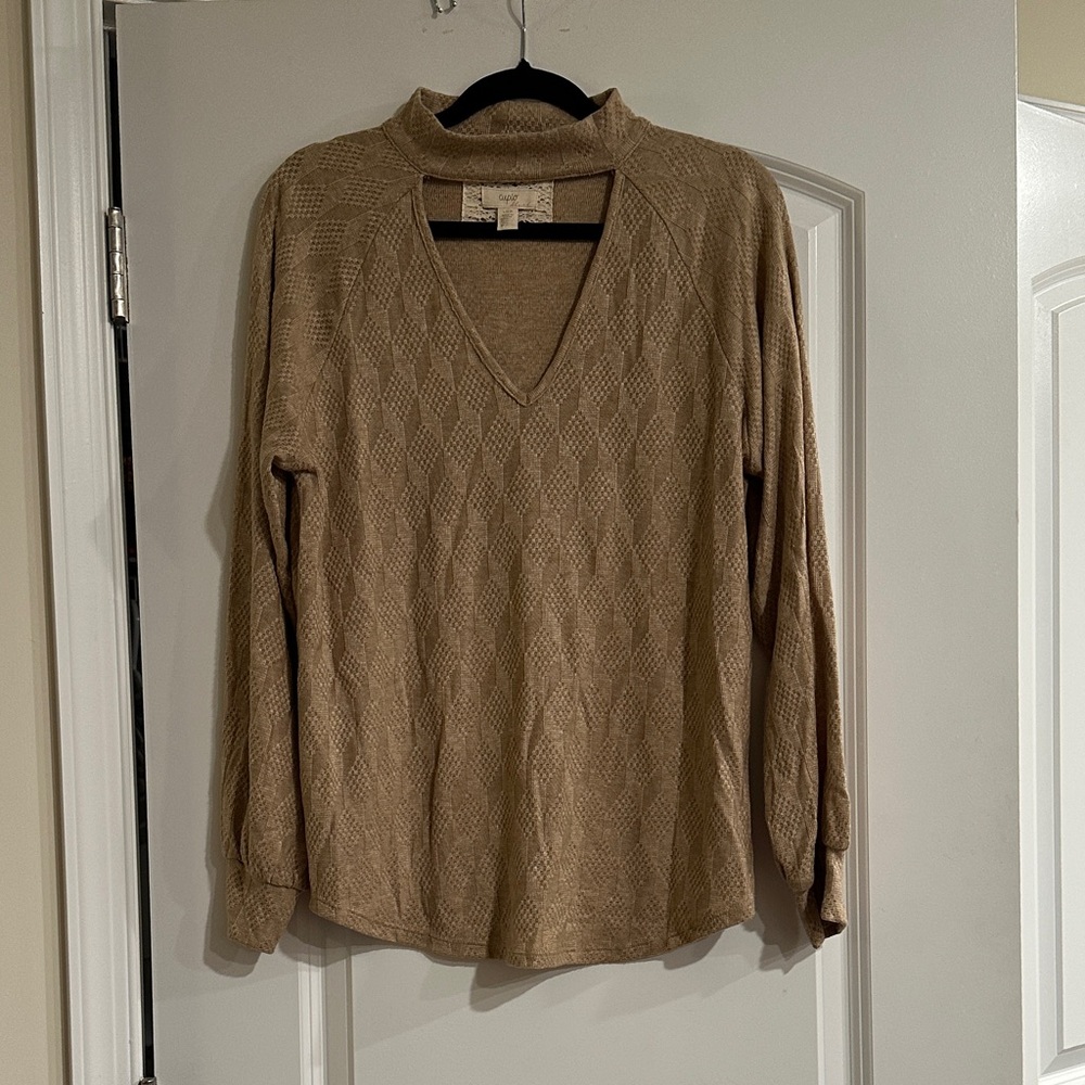Cupio Beige Textured Knit Top
